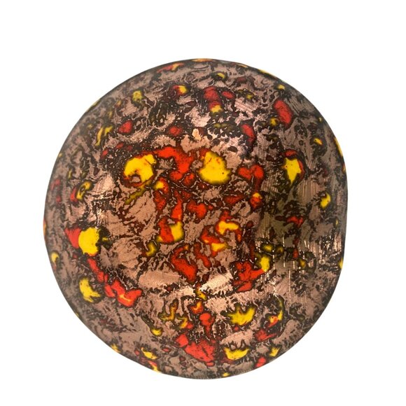 Mid Century Modern Enamel Copper Bowl Orange Yellow - Picture 7 of 9